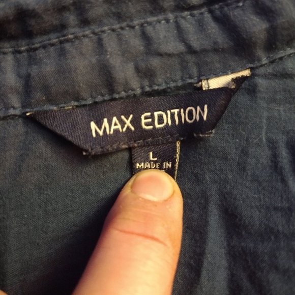 Max Edition Small 100% Cotton Button Down Long Sleeved Top Size L - Picture 3 of 3